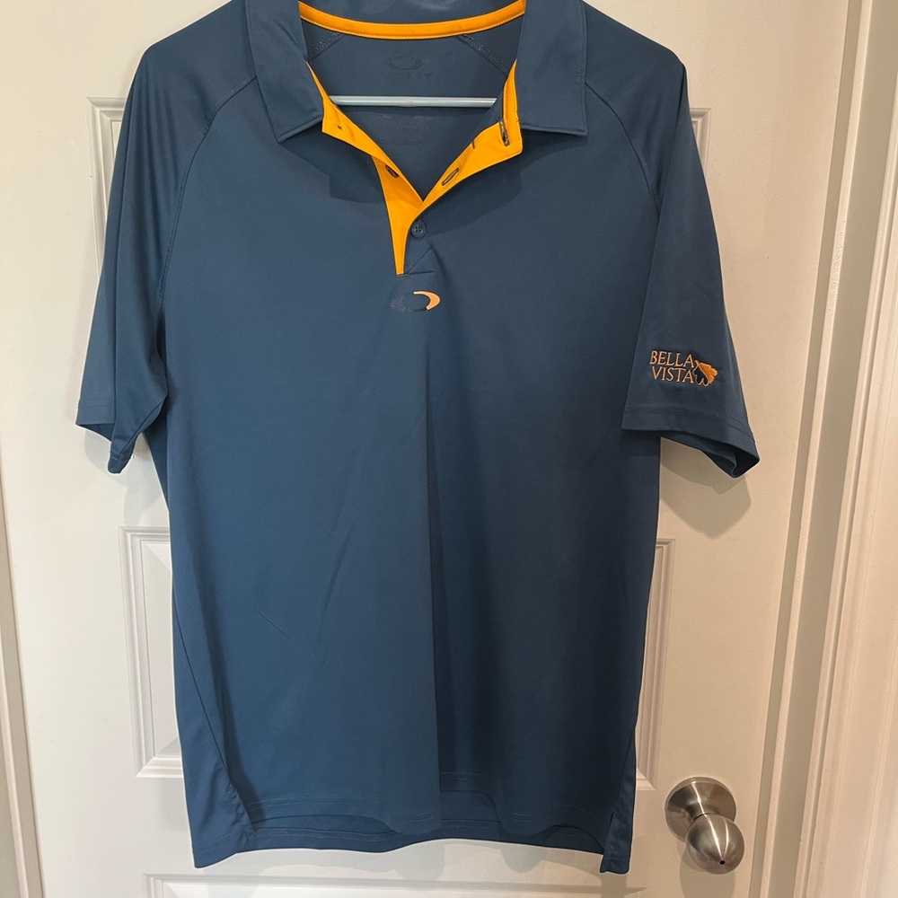 Oakley Blue and Yellow Polo Shirt for Versatile Style